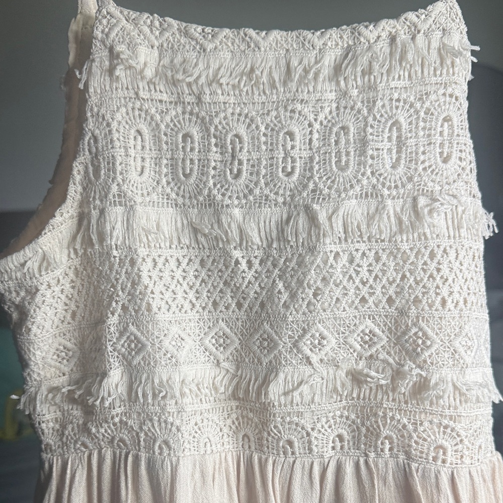 Charming Cream Ruffle Kids Dress - Picture 7 of 8
